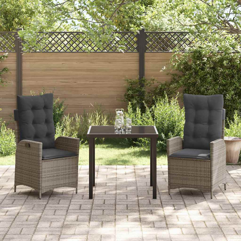 Have Spisebordssæt 3 pcs Grå polyrattan
