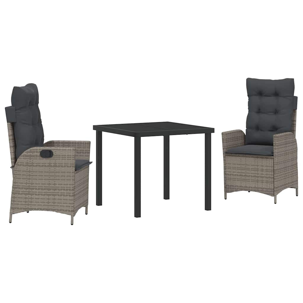 Have Spisebordssæt 3 pcs Grå polyrattan