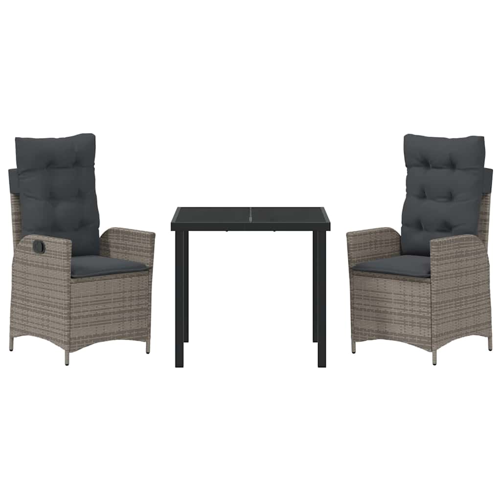 Have Spisebordssæt 3 pcs Grå polyrattan