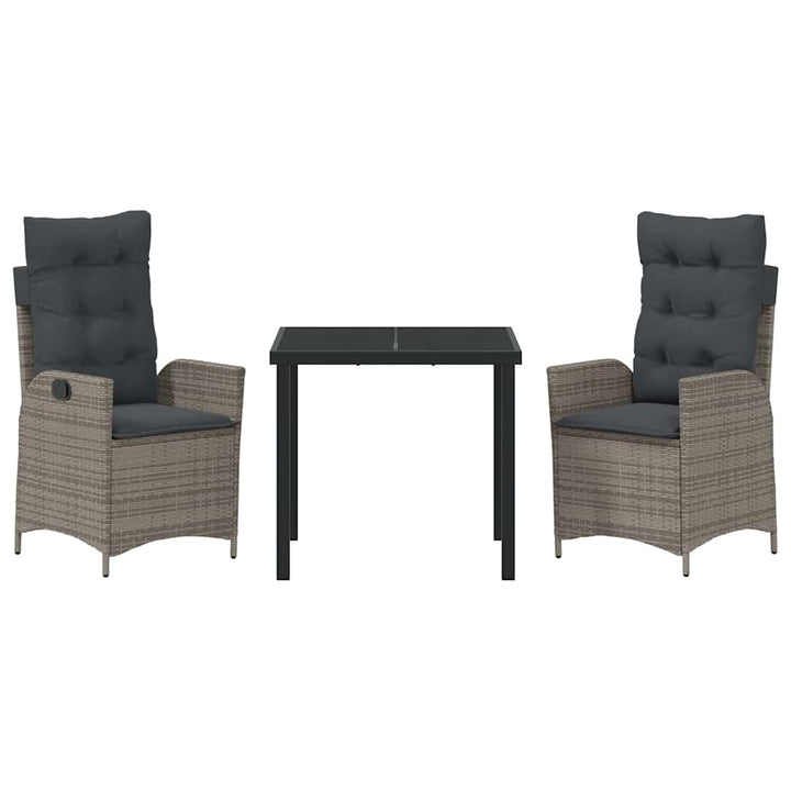 Have Spisebordssæt 3 pcs Grå polyrattan