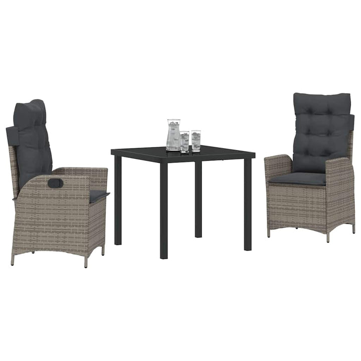 Have Spisebordssæt 3 pcs Grå polyrattan
