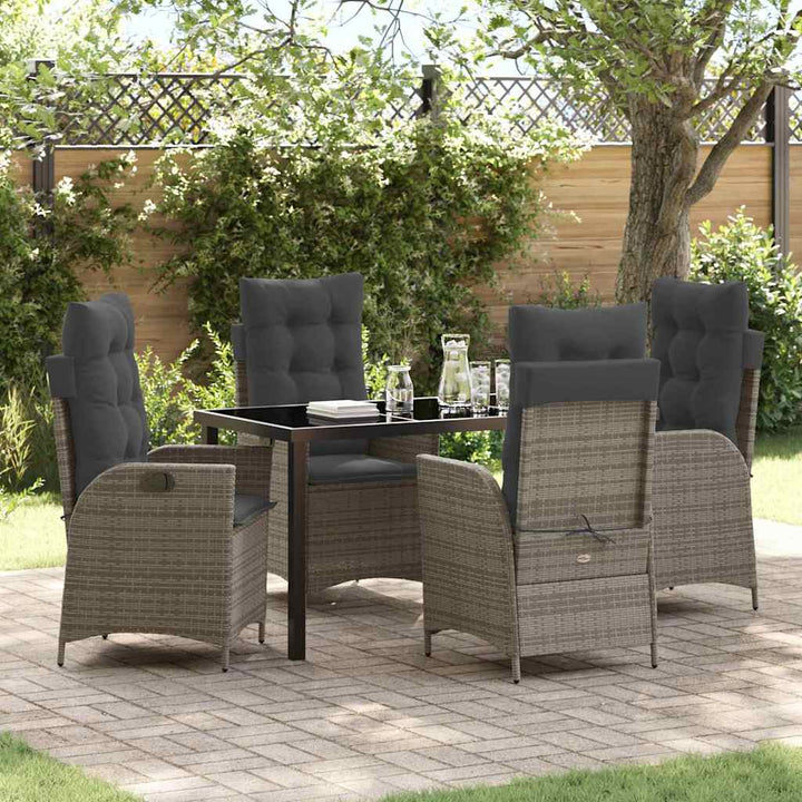 Have Spisebordssæt 5 pcs Grå polyrattan