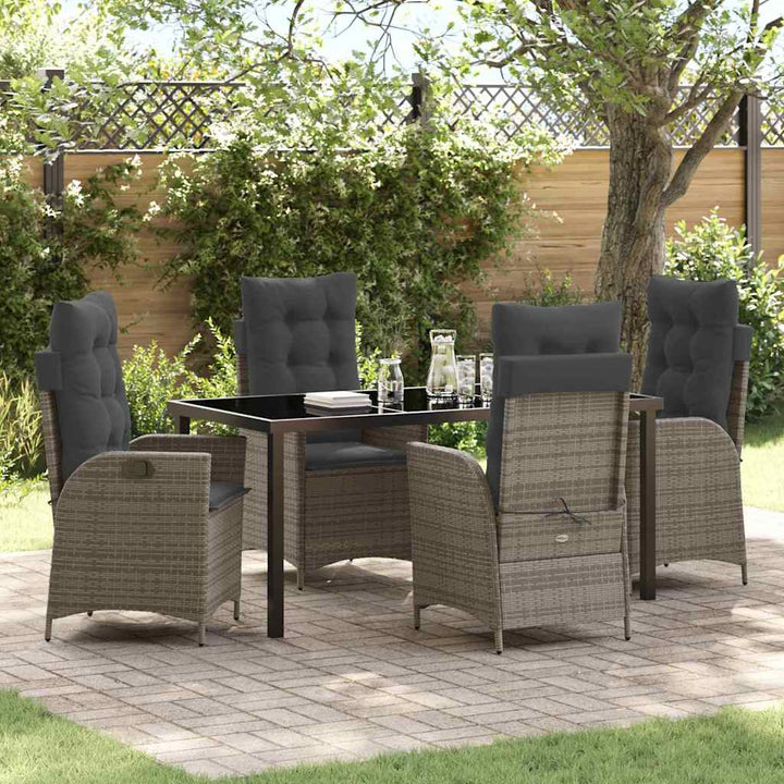 Have Spisebordssæt 5 pcs Grå polyrattan