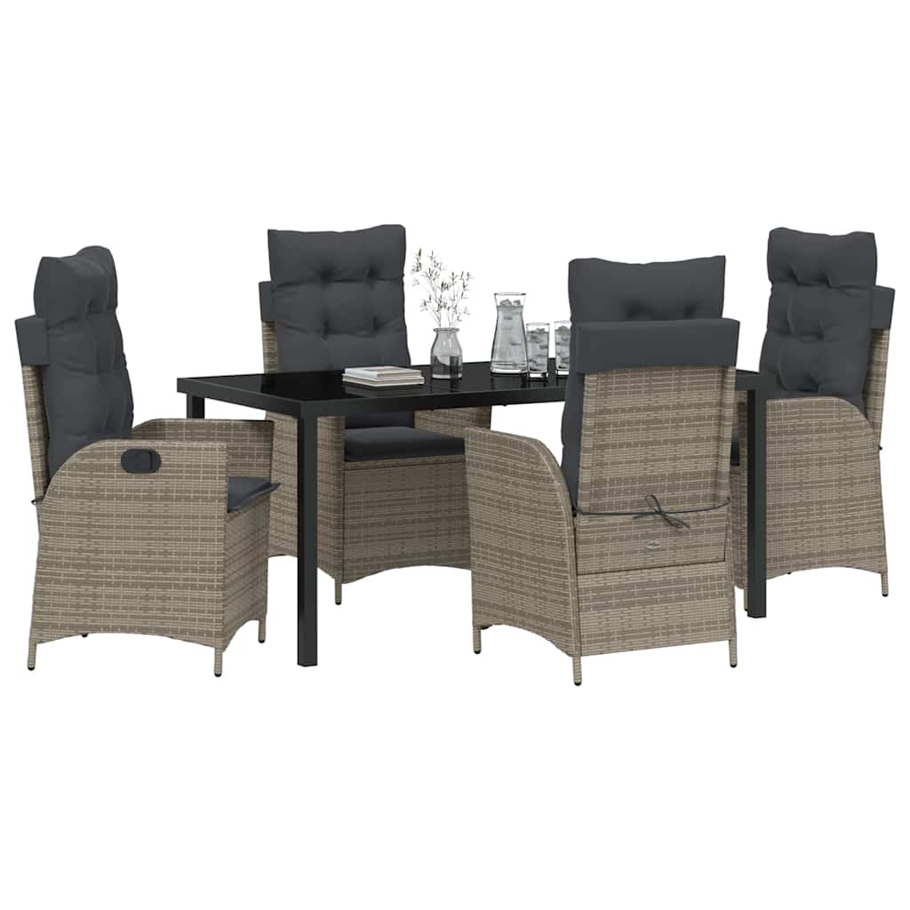 Have Spisebordssæt 5 pcs Grå polyrattan