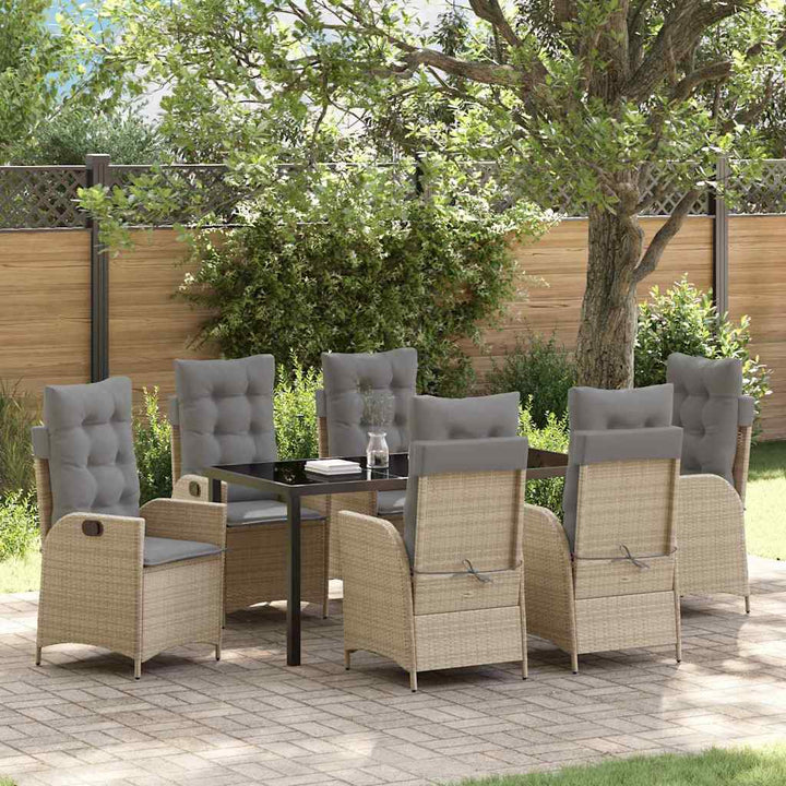 Have Spisebordssæt 7 pcs Beige polyrattan