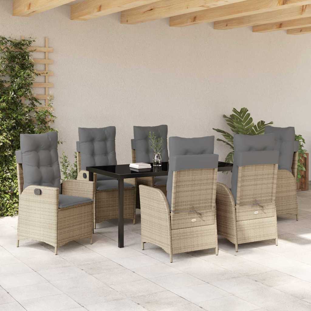 Have Spisebordssæt 7 pcs Beige polyrattan