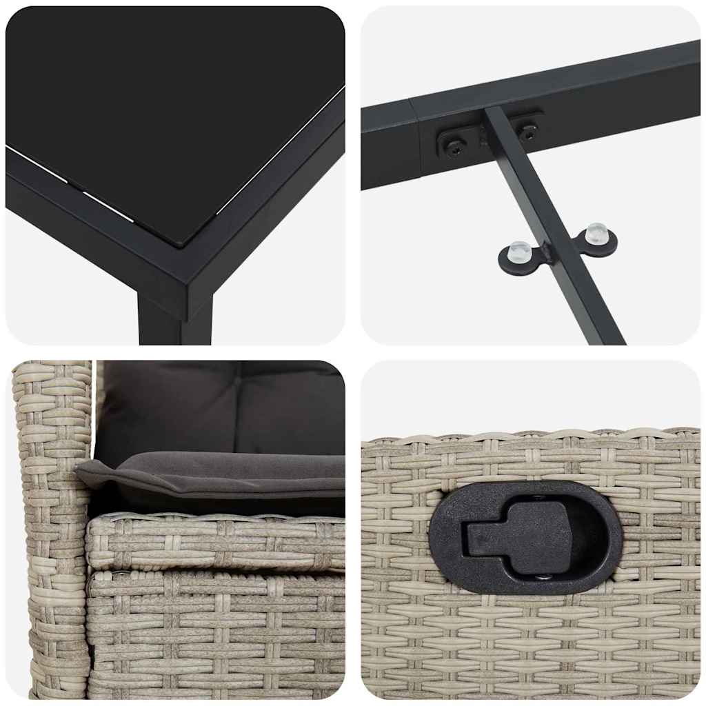 Have Spisebordssæt 3 pcs Lysegrå polyrattan
