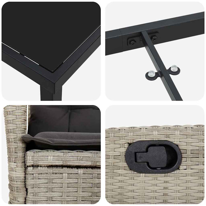 Have Spisebordssæt 3 pcs Lysegrå polyrattan