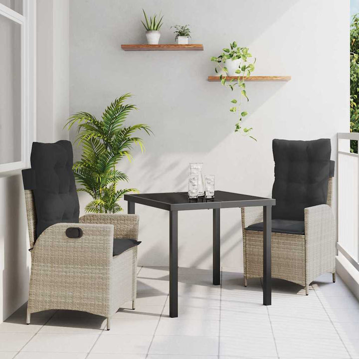 Have Spisebordssæt 3 pcs Lysegrå polyrattan