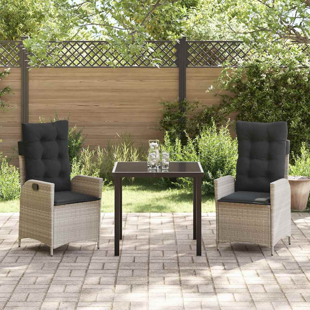 Have Spisebordssæt 3 pcs Lysegrå polyrattan