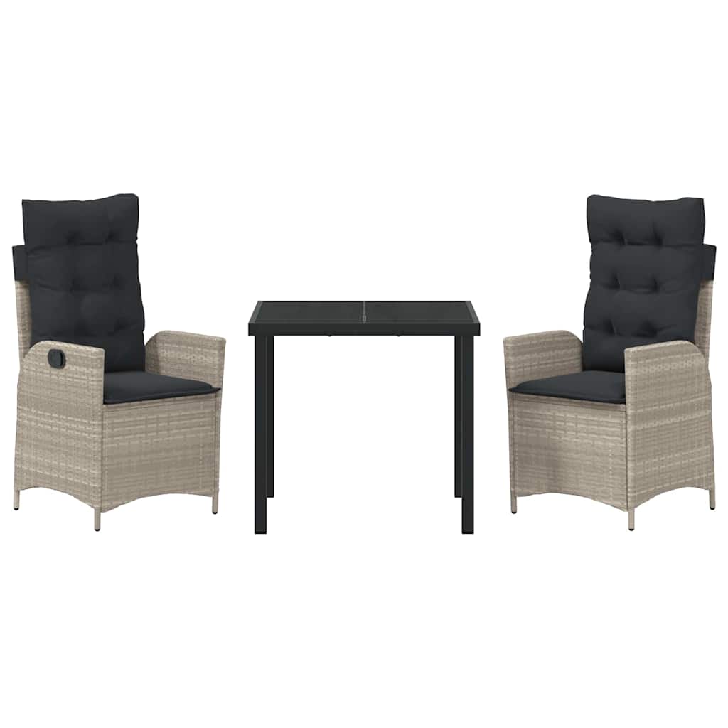 Have Spisebordssæt 3 pcs Lysegrå polyrattan