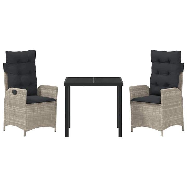 Have Spisebordssæt 3 pcs Lysegrå polyrattan