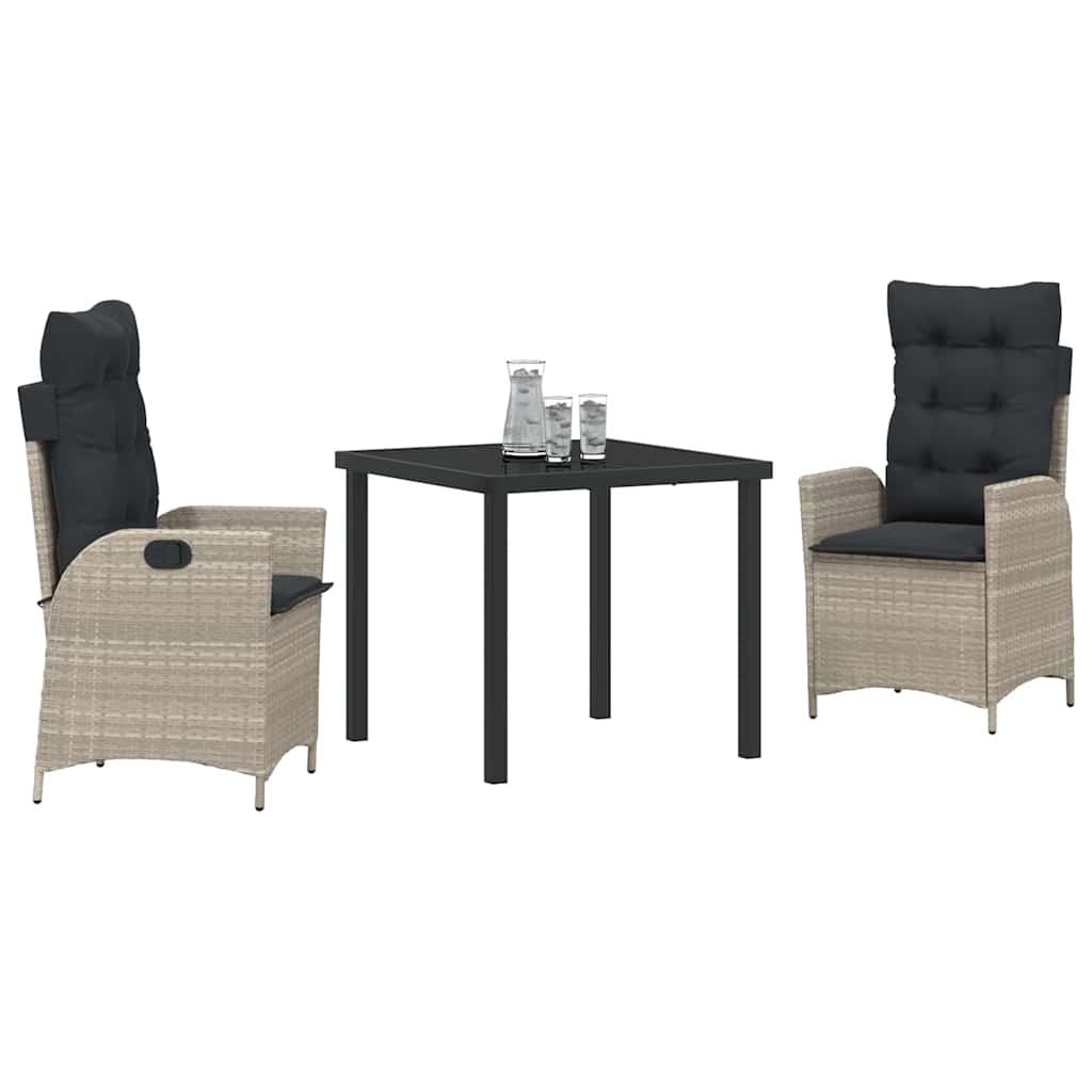 Have Spisebordssæt 3 pcs Lysegrå polyrattan