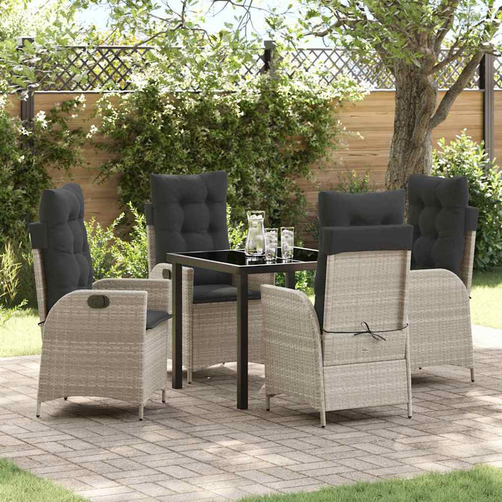 Have Spisebordssæt 5 pcs Lysegrå polyrattan