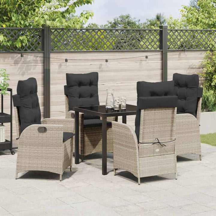 Have Spisebordssæt 5 pcs Lysegrå polyrattan