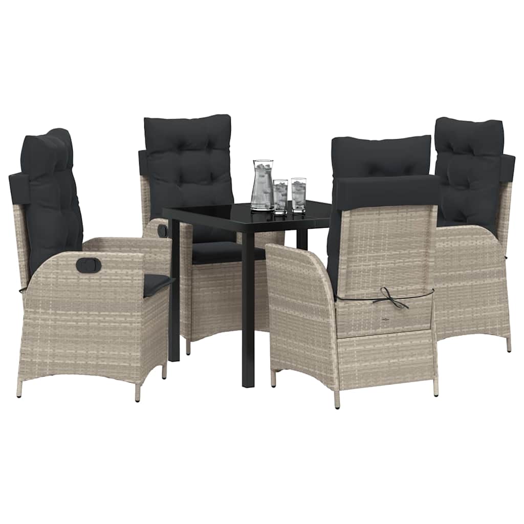 Have Spisebordssæt 5 pcs Lysegrå polyrattan