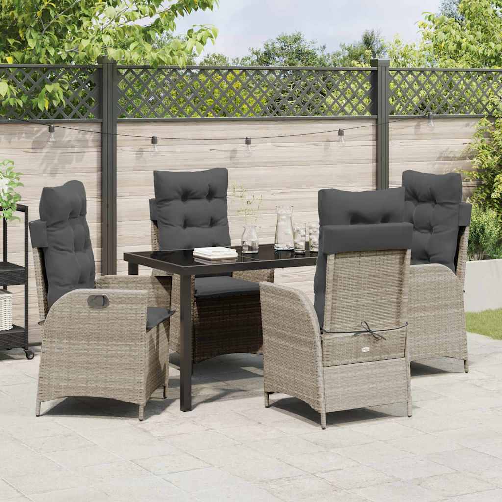 Have Spisebordssæt 5 pcs Lysegrå polyrattan