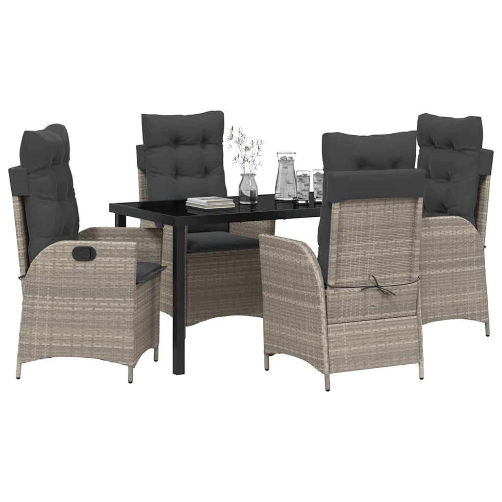 Have Spisebordssæt 5 pcs Lysegrå polyrattan