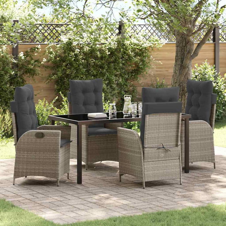 Have Spisebordssæt 5 pcs Lysegrå polyrattan