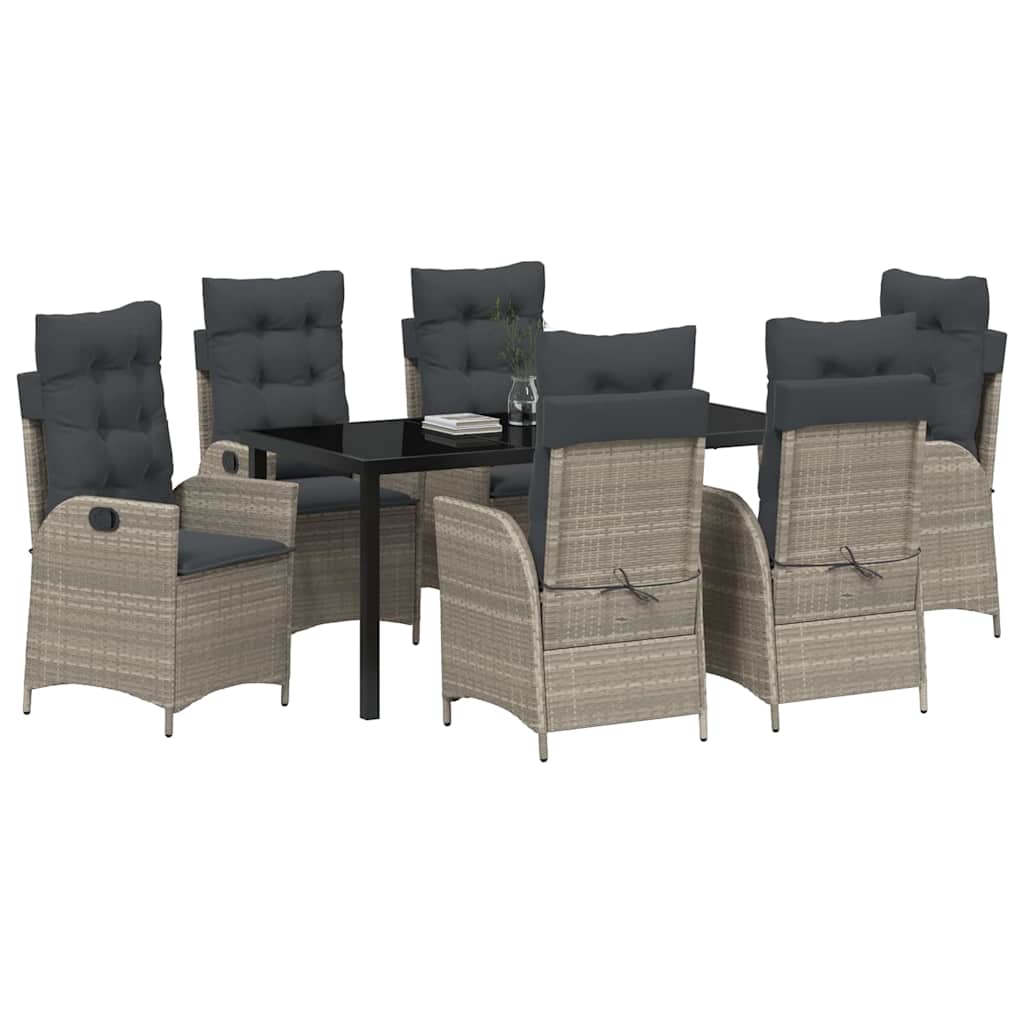 Have Spisebordssæt 7 pcs Lysegrå polyrattan