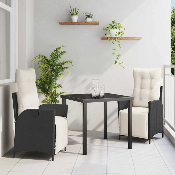 Have Spisebordssæt 3 pcs Sort Poly rattan