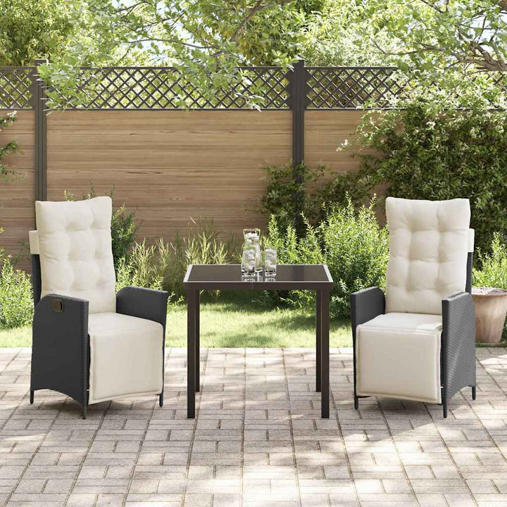 Have Spisebordssæt 3 pcs Sort Poly rattan