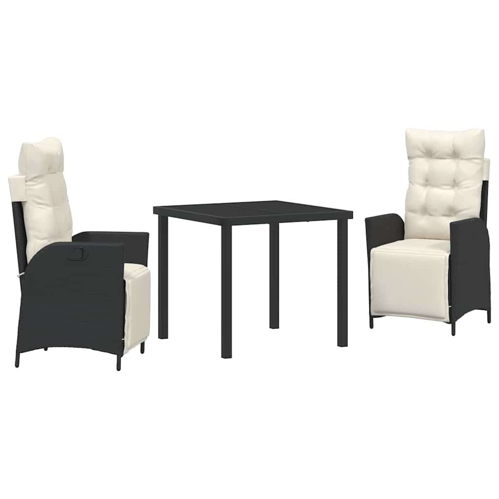 Have Spisebordssæt 3 pcs Sort Poly rattan
