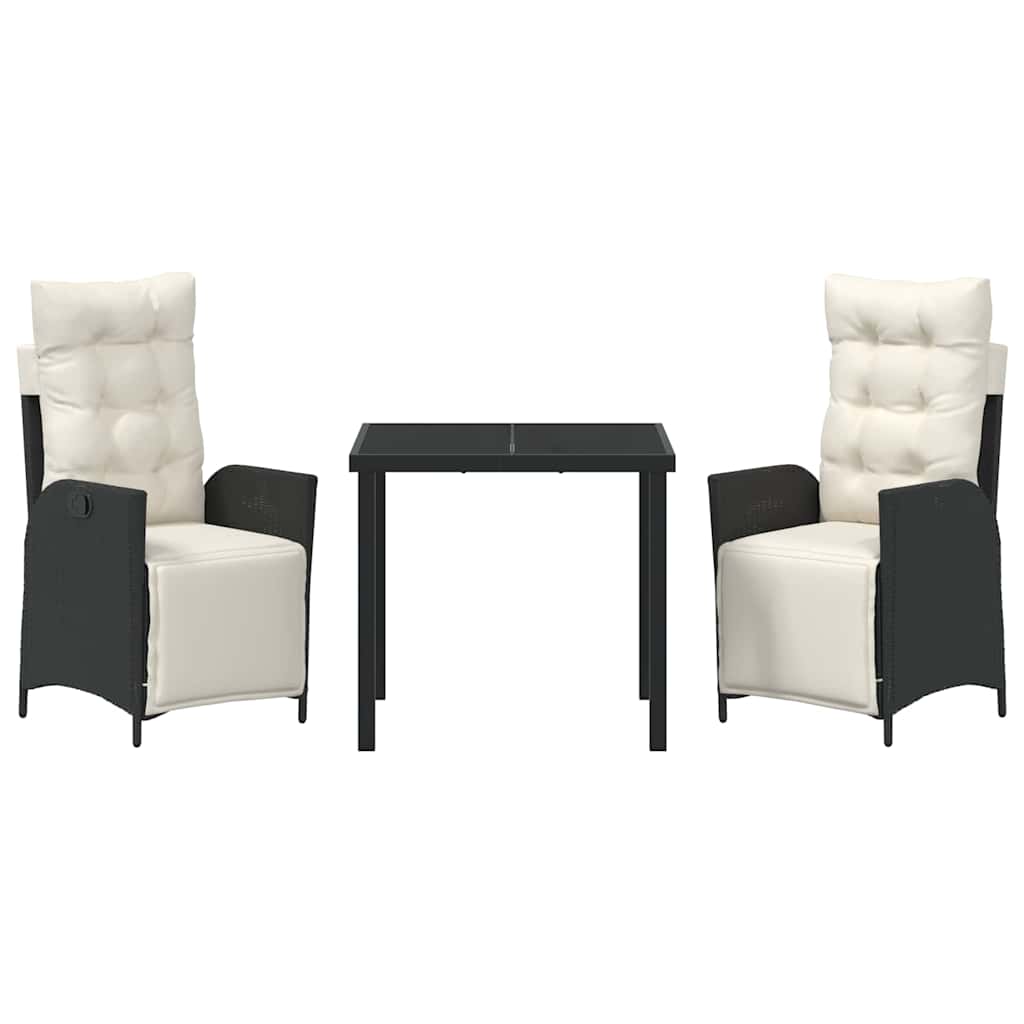 Have Spisebordssæt 3 pcs Sort Poly rattan