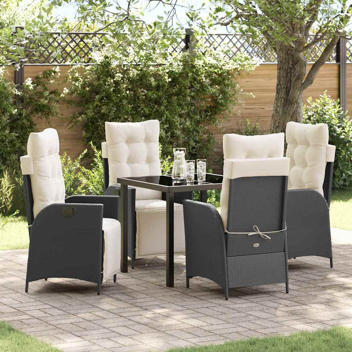 Have Spisebordssæt 5 pcs Sort Poly rattan