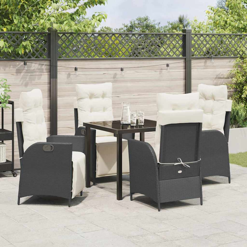 Have Spisebordssæt 5 pcs Sort Poly rattan