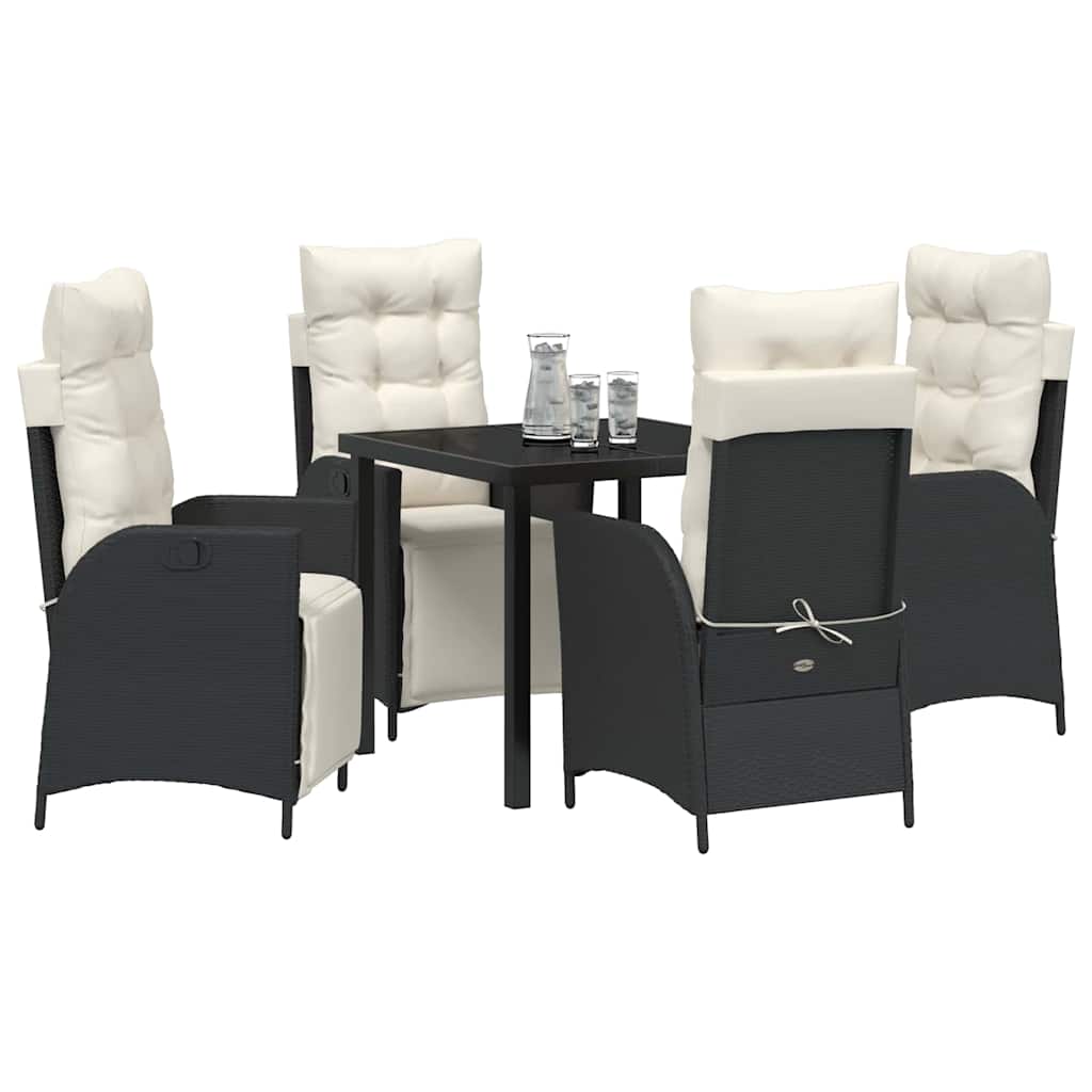 Have Spisebordssæt 5 pcs Sort Poly rattan