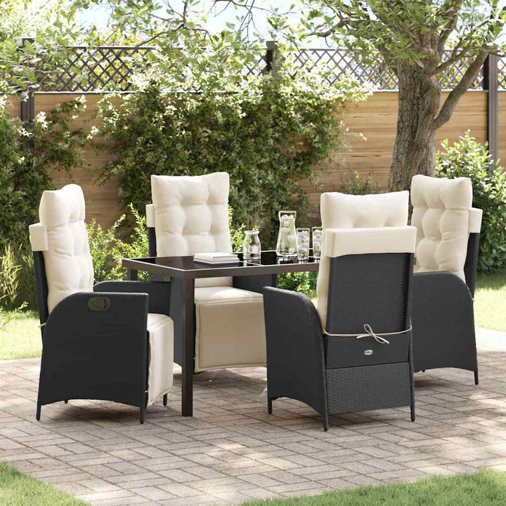 Have Spisebordssæt 5 pcs Sort Poly rattan