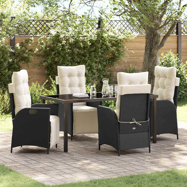 Have Spisebordssæt 5 pcs Sort Poly rattan