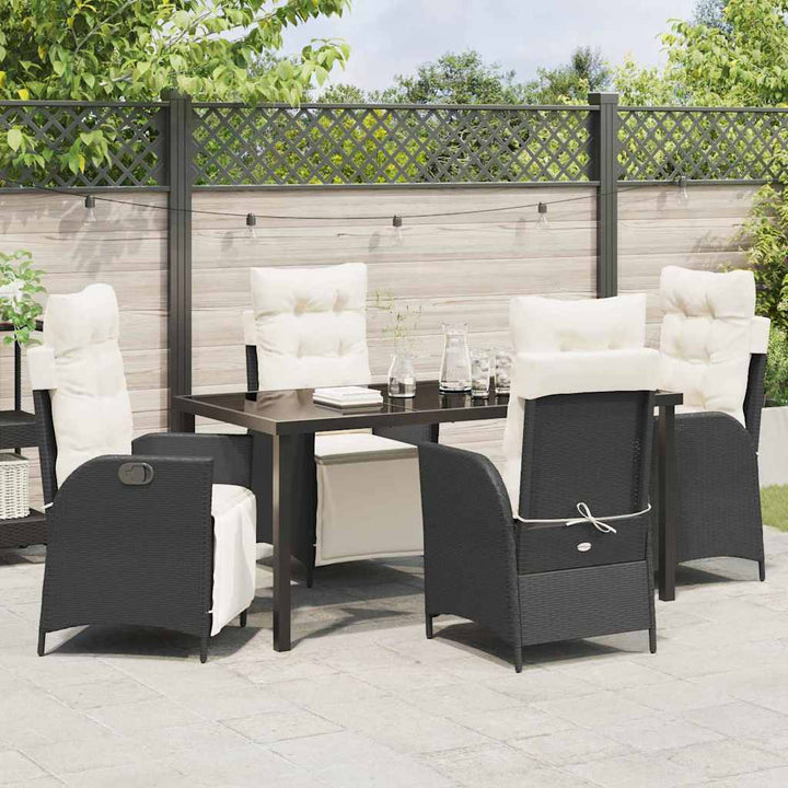 Have Spisebordssæt 5 pcs Sort Poly rattan
