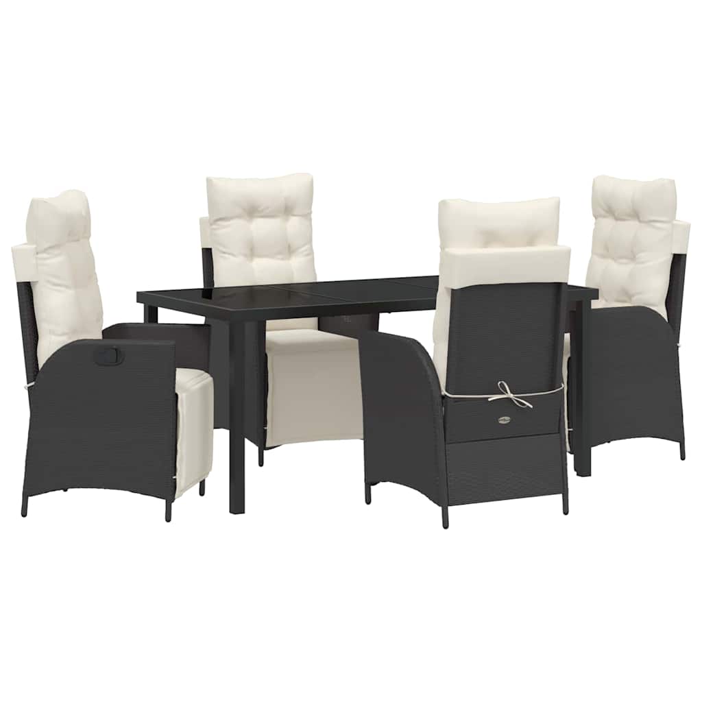 Have Spisebordssæt 5 pcs Sort Poly rattan