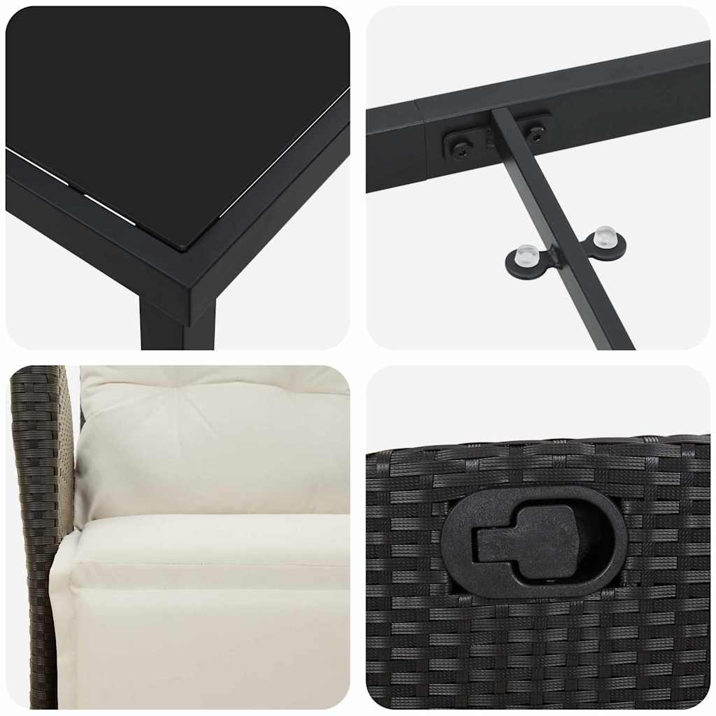 Have Spisebordssæt 7 pcs Sort Poly rattan