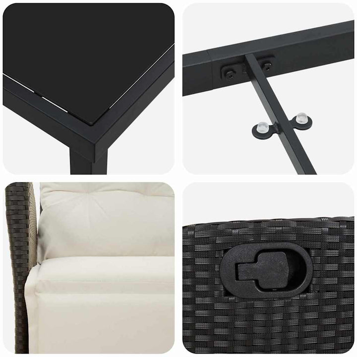 Have Spisebordssæt 7 pcs Sort Poly rattan