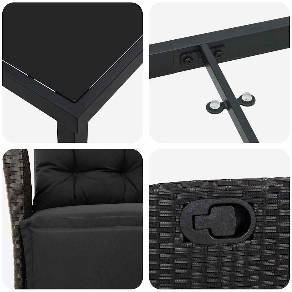 Have Spisebordssæt 3 pcs Sort Poly rattan