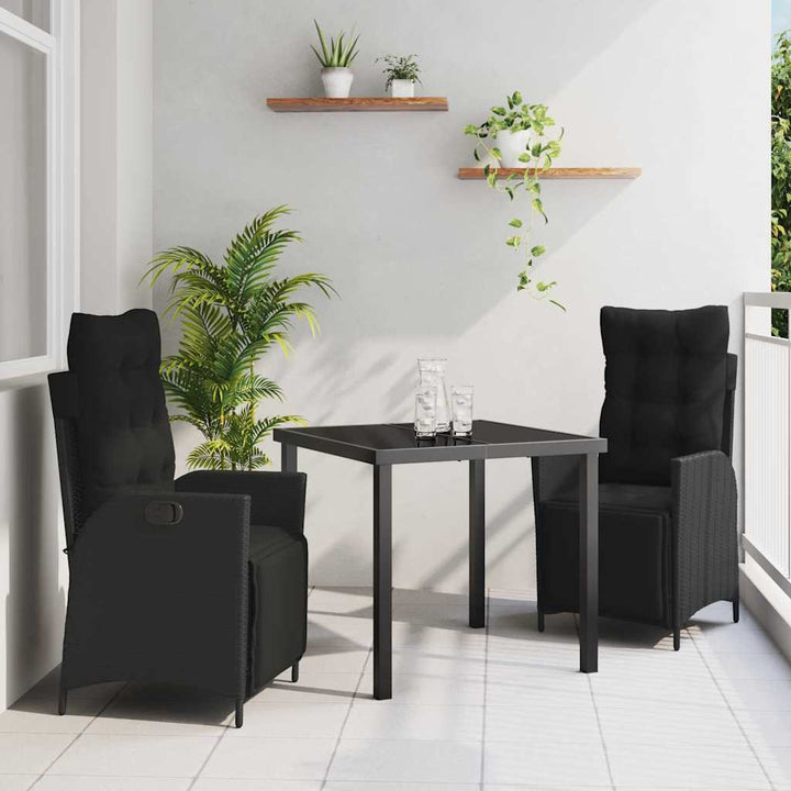 Have Spisebordssæt 3 pcs Sort Poly rattan