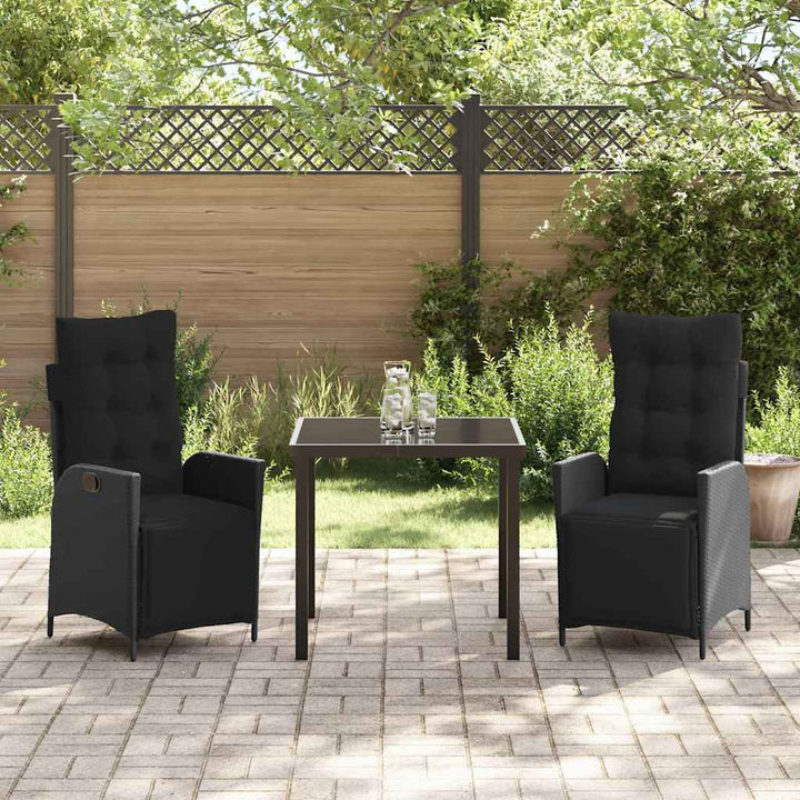 Have Spisebordssæt 3 pcs Sort Poly rattan