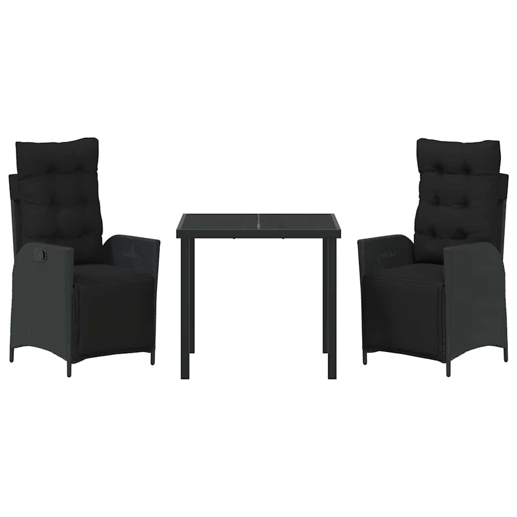 Have Spisebordssæt 3 pcs Sort Poly rattan