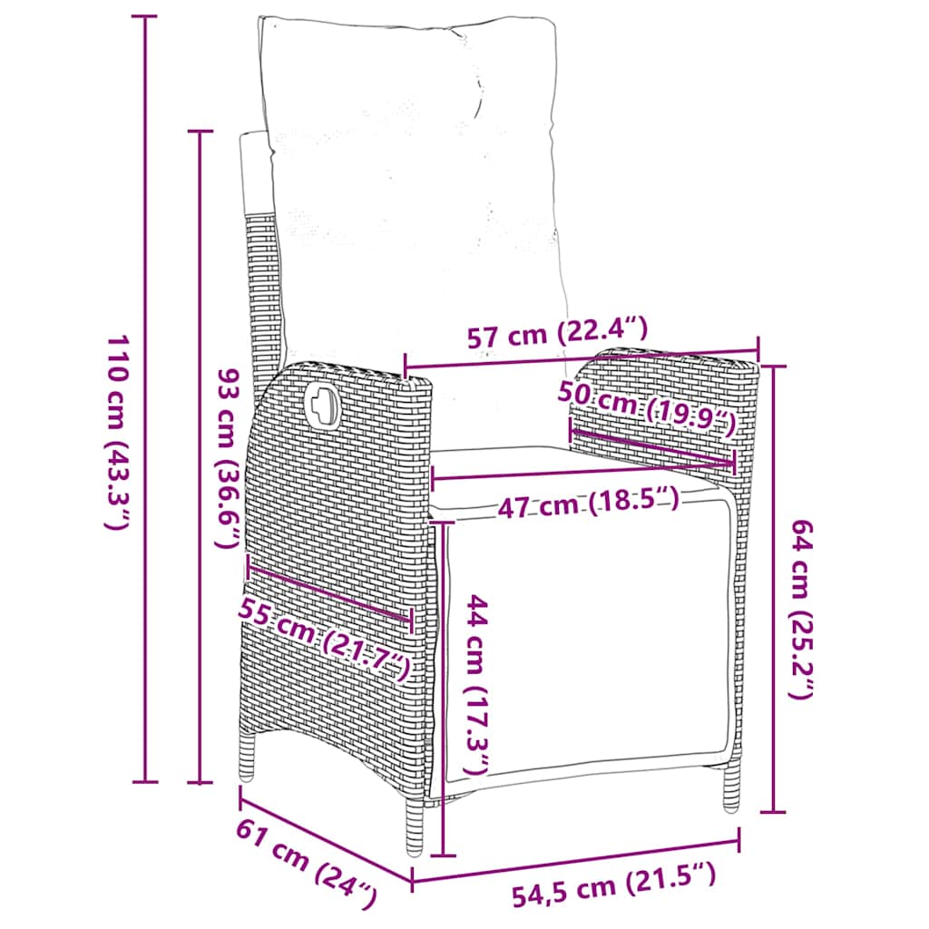Have Spisebordssæt 3 pcs Sort Poly rattan