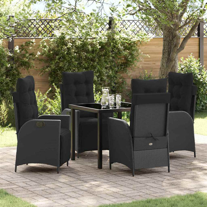 Have Spisebordssæt 5 pcs Sort Poly rattan