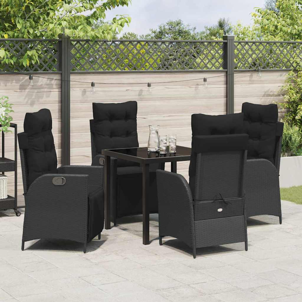 Have Spisebordssæt 5 pcs Sort Poly rattan