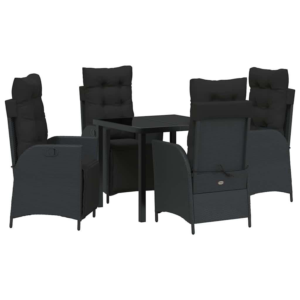 Have Spisebordssæt 5 pcs Sort Poly rattan