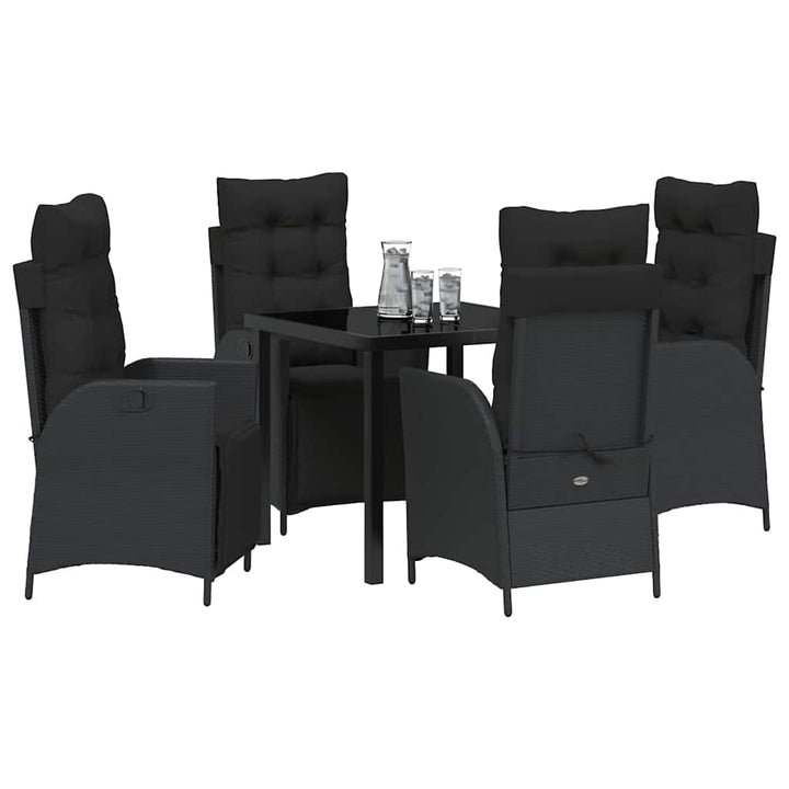 Have Spisebordssæt 5 pcs Sort Poly rattan