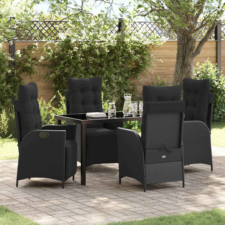 Have Spisebordssæt 5 pcs Sort Poly rattan