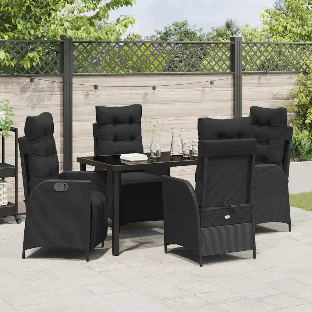 Have Spisebordssæt 5 pcs Sort Poly rattan