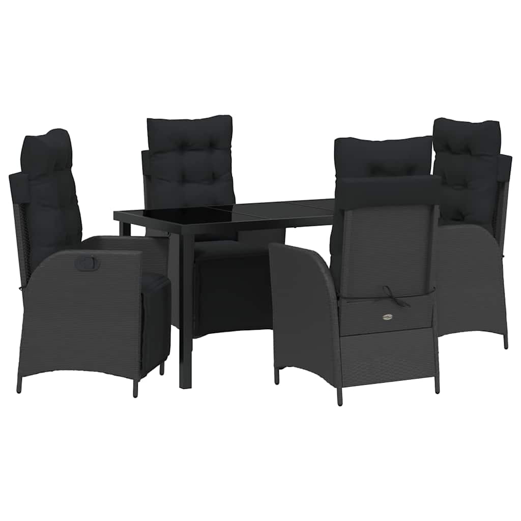 Have Spisebordssæt 5 pcs Sort Poly rattan