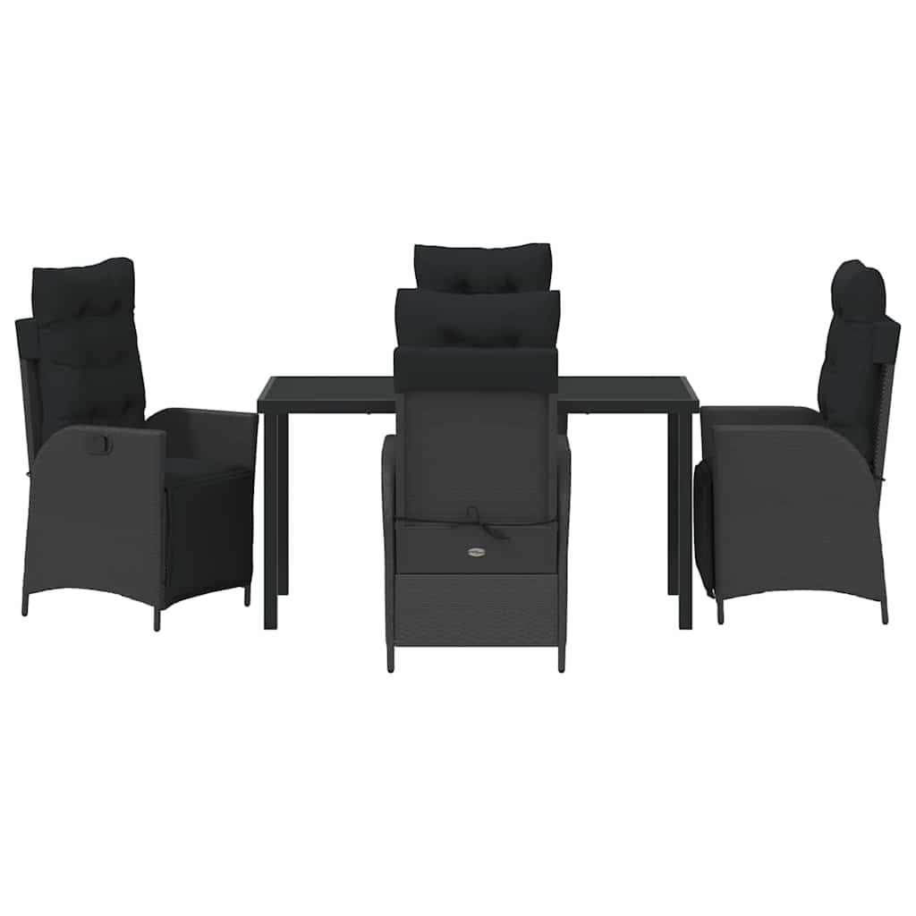 Have Spisebordssæt 5 pcs Sort Poly rattan